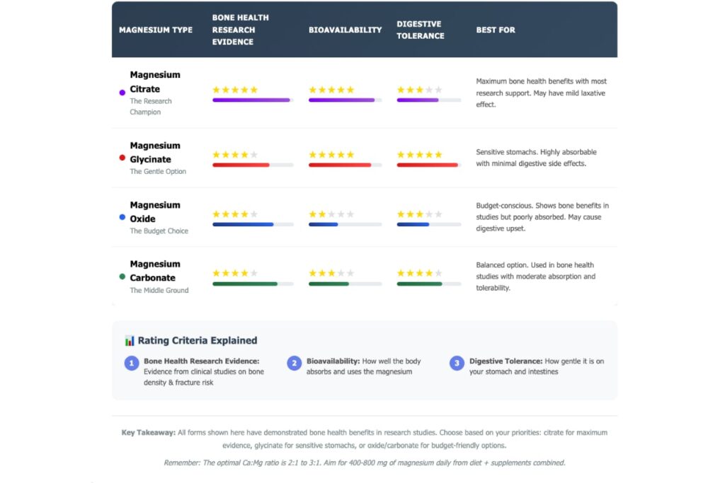 magnesium type for osteoporosis osteopenia comparison chart melioguide